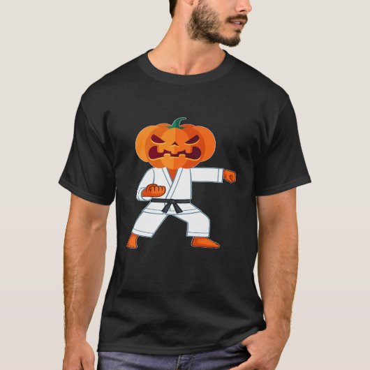 T-shirt Karate - Halloween Karate Fighter Citrouille Head  (Devant)