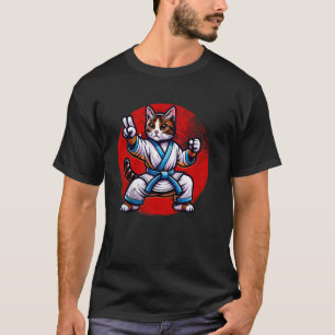 T-shirt Karate Judo Chat Japonais Drapeau Japon Graphique 