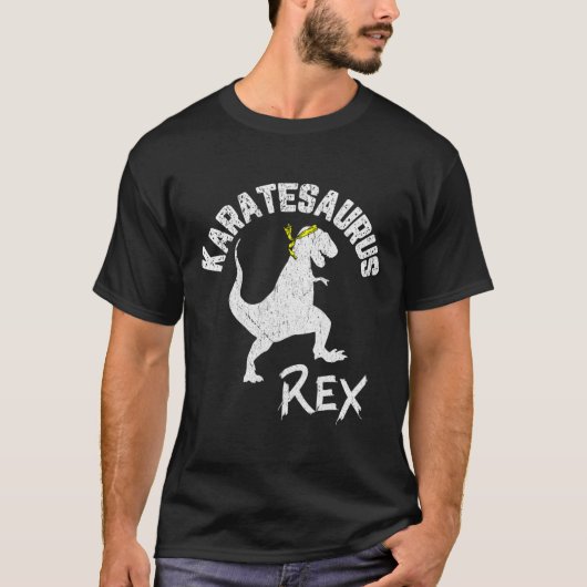 T-shirt Karate Karatesaurus Rex Dinosaur Funny Martial Art (Devant)