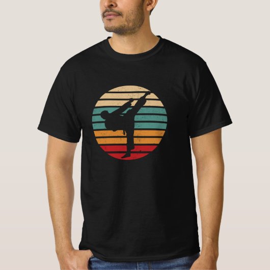 T-shirt Karate Kick Retro Sun Karate Fighter (Devant)