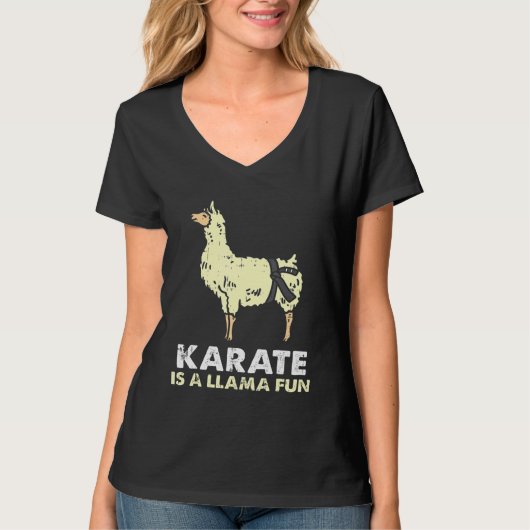 T-shirt Karate Llama Fun Black Belt Alpaca Martial Arts (Devant)