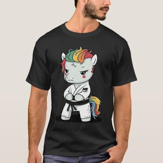 T-shirt Karate Unicorn in Keikogi Japanese Karateka (Devant)