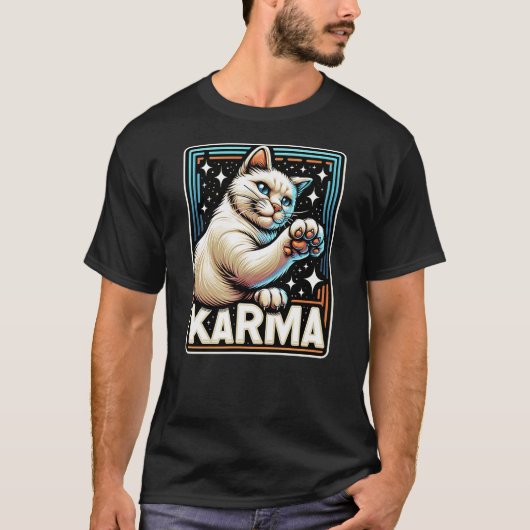 T-shirt Karma Cat - Scratching Paw - (Devant)