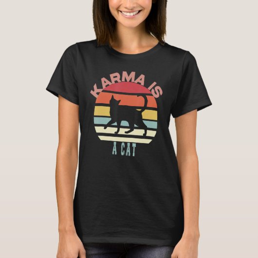 T-shirt Karma Est Un Chat Classique Chat Chat Lazy Chat Te (Devant)