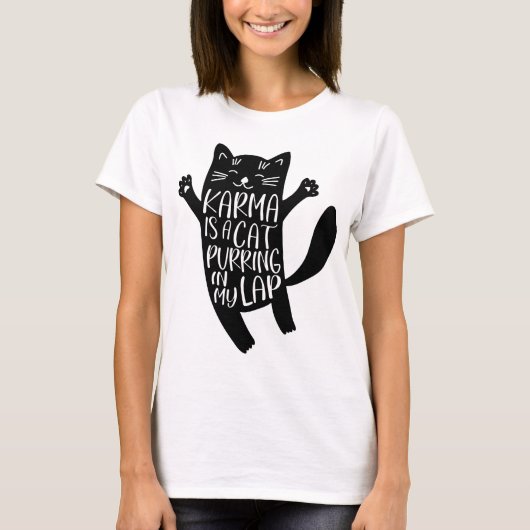 T-shirt Karma est un Purring de chat dans My Lap - Drôle H (Devant)