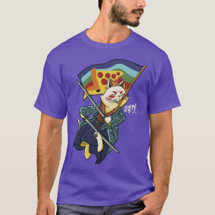 T-shirt Katana Cat drapeau arc-en-ciel Pizza de style japo