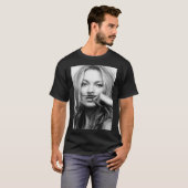 T-shirt Kate Moss, Mustache, noir et blanc Ac (Devant entier)