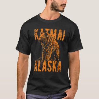 T-shirt Katmai Alaska USA Grizzly Bear Design Vintage