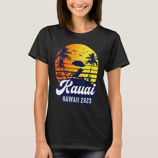 T-shirt Kauai Hawaii 2023 Hawaiian Sunset Beach Retro (Devant)