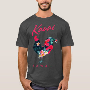 T-shirt Kauai Hawaii Fleur Hibiscus Poulet Amoureux Souven