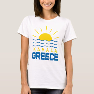 T-shirt Kavala Grèce Ensoleillement Et Vagues De La Mer Fe