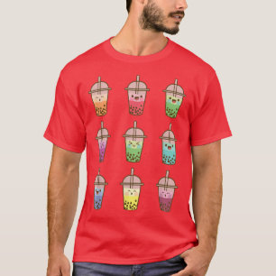 T-shirt Kawaii Amateurs de thé bulle Cute visage souriant