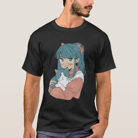 T-shirt Kawaii Anime Avec Chat Kitty Ga Japon (Devant)