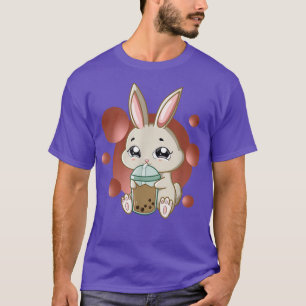 T-shirt Kawaii Anime Bunny Boire Boba Bubble Tea Rabbit