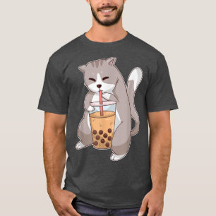 T-shirt Kawaii Anime Chat Boba Tea Cute Kitten Chat Neko B