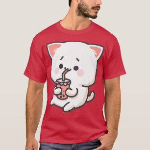 T-shirt Kawaii Anime Chat Bubble Thé Neko Boba Tea Tasse D