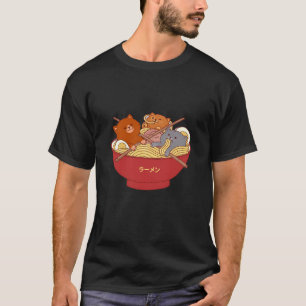 T-shirt Kawaii Anime Chat Chemise Japonaise Ramen nouilles