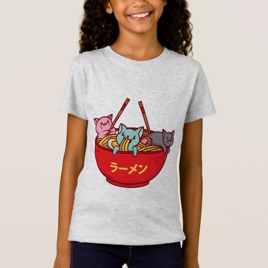 T-Shirt Kawaii Anime Chat Funny Adorable Ramen Japonais (Devant)
