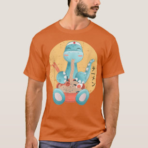 T-shirt Kawaii Anime Dinosaur Manger Ramen Retro Japonais