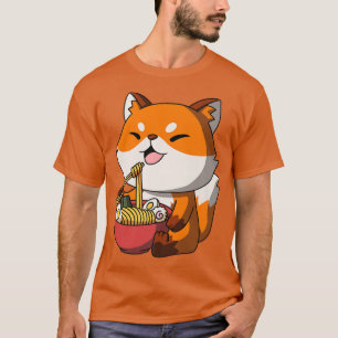 T-shirt Kawaii Anime Fox nouilles asiatiques japonais Rame