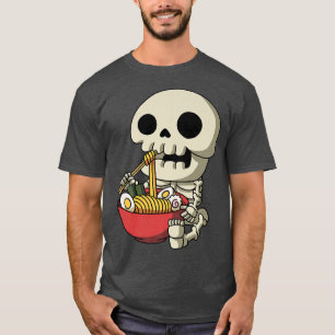 T-shirt Kawaii Anime Skeleton Halloween nouilles asiatique