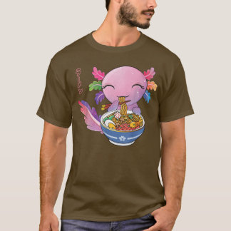 T-shirt Kawaii Axolotl Eating Ramen Japanese Noodles Anime