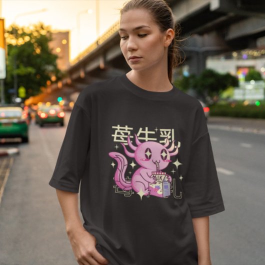 T-shirt Kawaii Axolotl Et Lait De Fraise