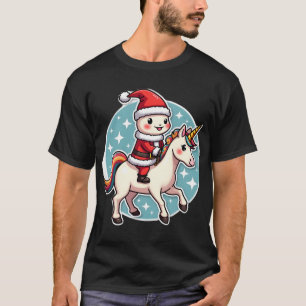 T-shirt Kawaii Axolotl Licorne Noël Santa Joyeux Noël 