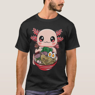 T-shirt Kawaii Axolotl Manger Ramen nouilles Anime Gift Gi