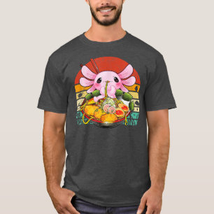 T-shirt Kawaii Axolotl Manger Ramen nouilles Anime Vintage
