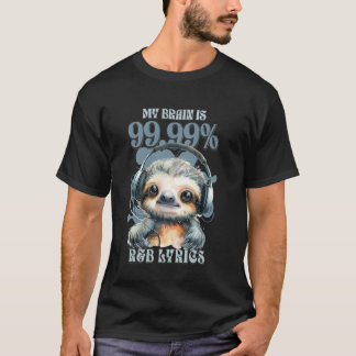 T-shirt Kawaii Baby Sloth with Headphones R&B Music Lover