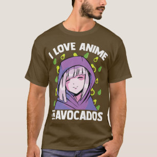 T-shirt Kawaii Blushing Otaku GirlI Love Anime Et Avocado