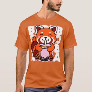 T-shirt Kawaii Boba Cute Red Panda Kawaii Bubble Tea Drago