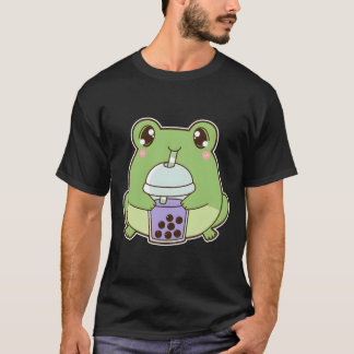 T-shirt Kawaii Boba Frog Froggy Taro Bubble Pearl Milk Tea