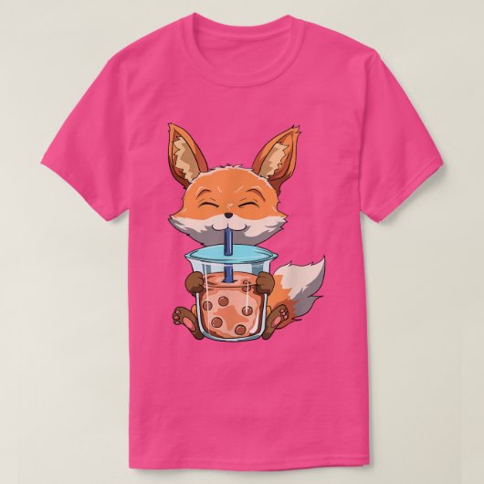 T-shirt Kawaii Bubble Tea Fox Funny Boba Tee (Design devant)