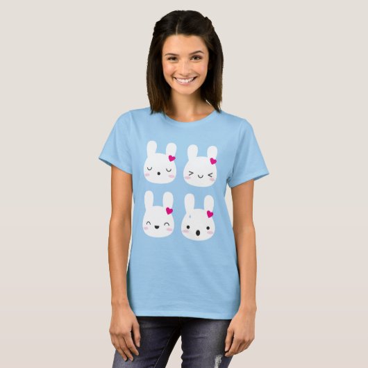 T-shirt Kawaii Bunny Émotions (Devant entier)