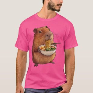 T-shirt Kawaii Capybara Manger Des Nouilles Ramen Anime Ja