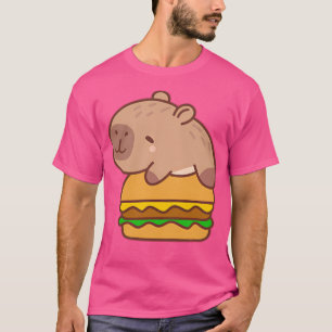T-shirt Kawaii Capybara Sur Un Amusant Burger Sur Une Clot