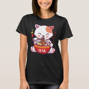 T-shirt Kawaii Cat aime Ramen Anime Kitty manger Ramen
