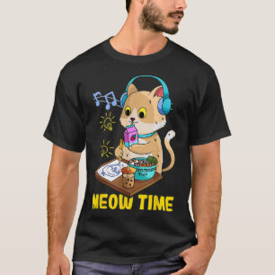 T-shirt Kawaii Cat aime Ramen Bubble Tea Music et Manga