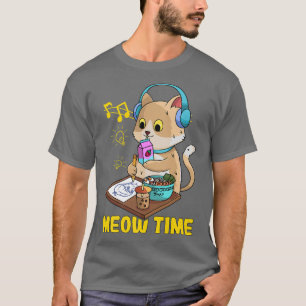 T-shirt Kawaii Cat aime Ramen Bubble Tea Music et Manga