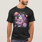 T-shirt Kawaii Cat Bubble Boba Tea In Space Astronaut (Devant)