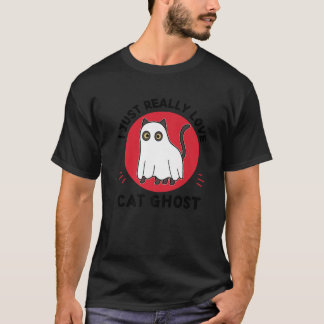 T-shirt Kawaii Cat Ghost J'Aime Vraiment Ghost Cat Cute