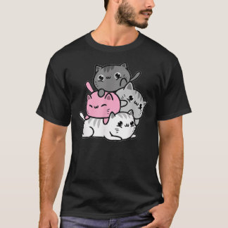 T-shirt Kawaii Cat Pile Demigirl Pride