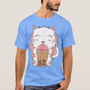 T-shirt Kawaii Chat Boba Tea Bubble Japonais Anime Girls T