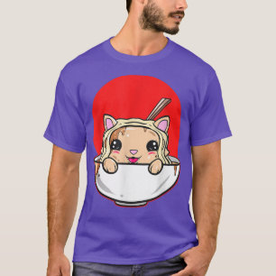 T-shirt Kawaii Chat En Ramen Bowl Et Japonais Sun