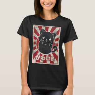 T-shirt Kawaii Chat Japonais Anime Noir Amoureux des chats