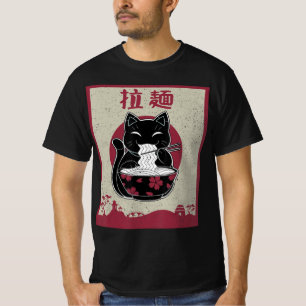 T-shirt Kawaii Chat Japonais Anime Noir Cadeau Filles Offi