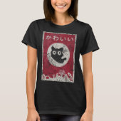 T-shirt Kawaii Chat Japonais Anime Noir Chat T Chemise (Devant)
