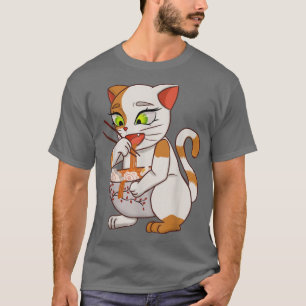T-shirt Kawaii Chat Manger Ramen Anime nouilles japonaises